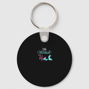 4th Birthday Shirt Mermaid Girl Party Cute THIS ME Key Ring