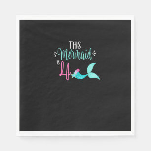 4th Birthday Shirt Mermaid Girl Party Cute THIS ME Napkin