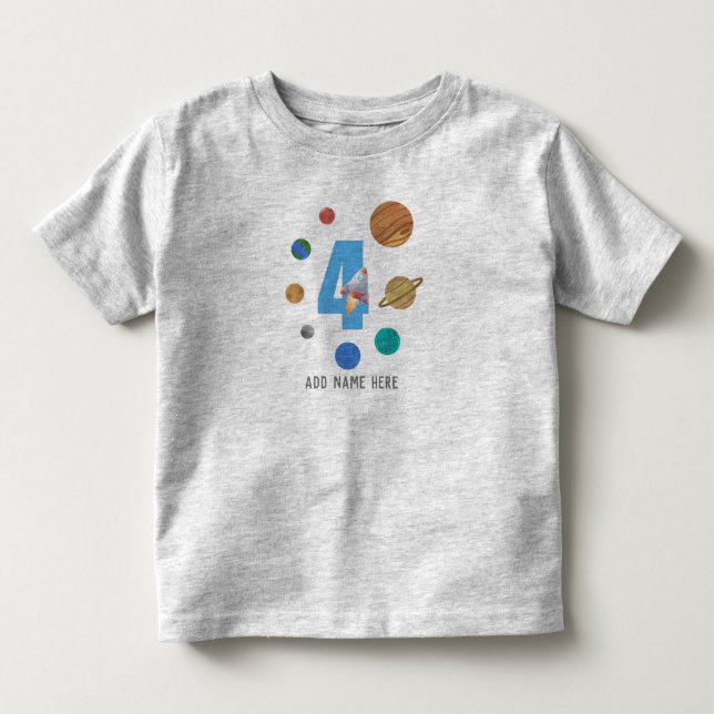 4th Birthday Solar System Planets  Toddler T-Shirt (Front)