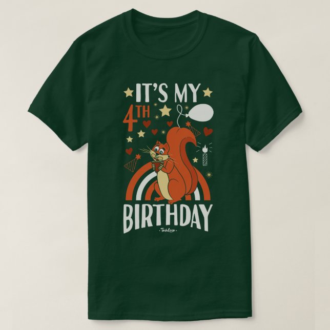 4th Birthday Squirrel T-Shirt (Design Front)