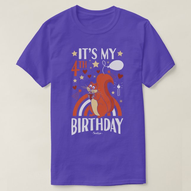 4th Birthday Squirrel T-Shirt (Design Front)