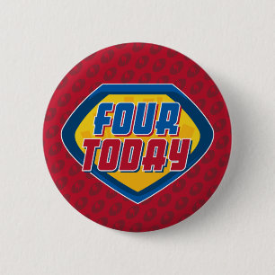 4th Birthday Superhero Button Badge