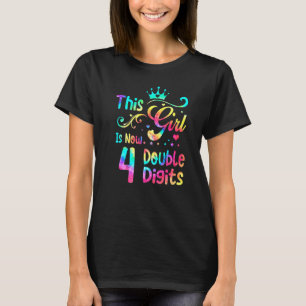 4th Birthday This Girl Is Now 4 Double Digits Tie T-Shirt