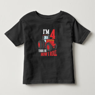 4th Birthday Tractor loving Kid 4 Year Old Farmer Toddler T-Shirt