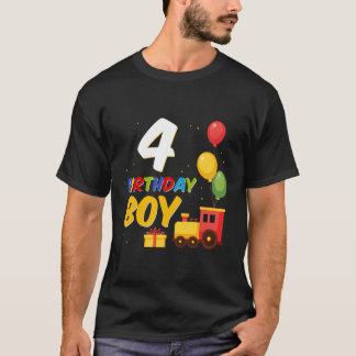 4Th Birthday Train Boy I'M 4 Year Old Funny B-Day  T-Shirt