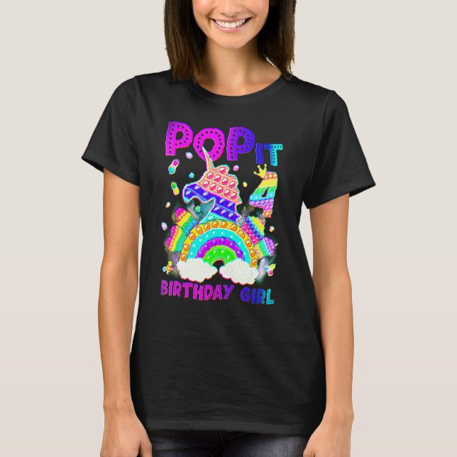 4th Birthday Unicorn Fidget Pop It Birthday Girl 4 T-Shirt (Front)