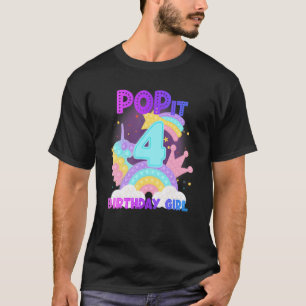 4th Birthday Unicorn Fidget Pop It Birthday Girl K T-Shirt