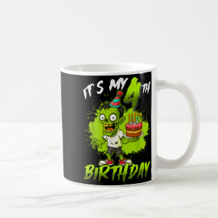 4th Birthday Zombie 4 Years Old Happy Halloween Coffee Mug