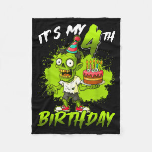 4th Birthday Zombie 4 Years Old Happy Halloween Fleece Blanket