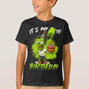 4th Birthday Zombie 4 Years Old Happy Halloween T-Shirt