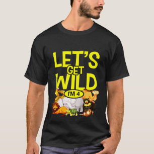 4th Birthday Zoo Animals Safari 4 Years Old Wild J T-Shirt