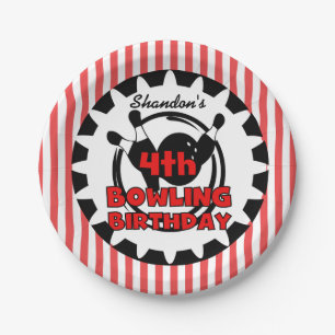 4th Bowling Sports Birthday Paper Plates
