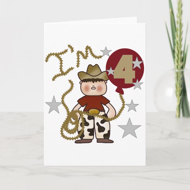 4th Cowboy Birthday Tshirts and Gifts Card (Front)