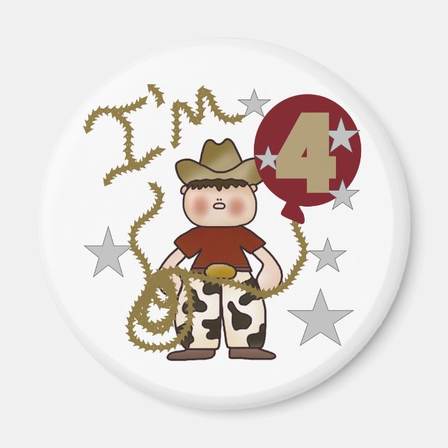4th Cowboy Birthday Tshirts and Gifts Magnet (Front)
