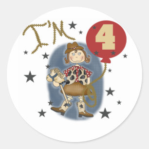 4th Cowgirl Birthday Tshirts and Gifts Classic Round Sticker