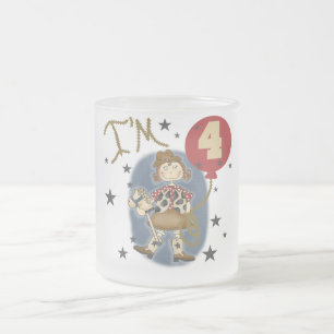 4th Cowgirl Birthday Tshirts and Gifts Frosted Glass Coffee Mug