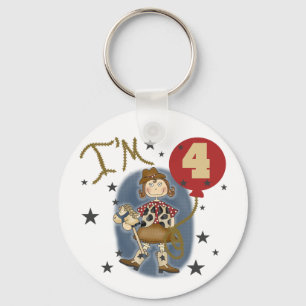 4th Cowgirl Birthday Tshirts and Gifts Key Ring