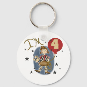 4th Cowgirl Birthday Tshirts and Gifts Key Ring