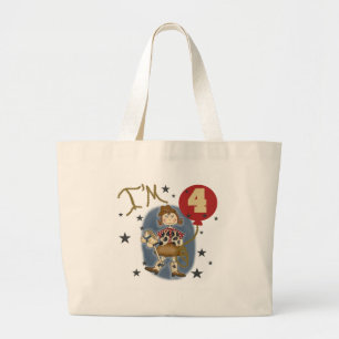 4th Cowgirl Birthday Tshirts and Gifts Large Tote Bag