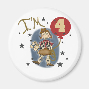 4th Cowgirl Birthday Tshirts and Gifts Magnet