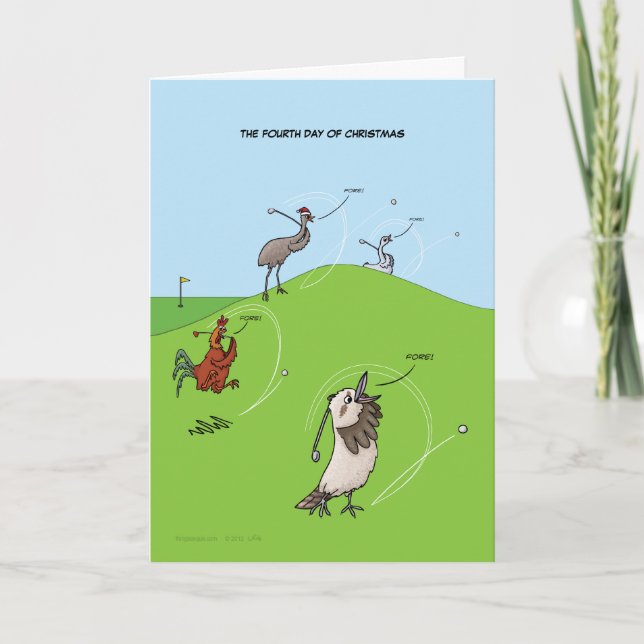 4th Day of Christmas (Four Calling Birds) Card) Holiday Card (Front)