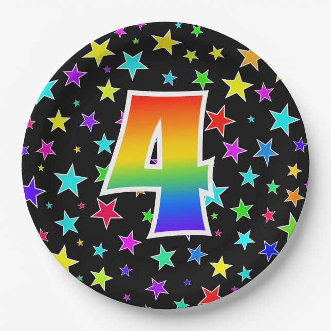 4th Event: Bold, Fun, Colourful Rainbow 4 Paper Plate (Front)