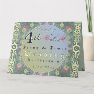 4th Floral Wedding AnniversaryFolded Greeting Card