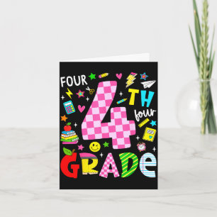 4th fourth grade retro colourful back to school card