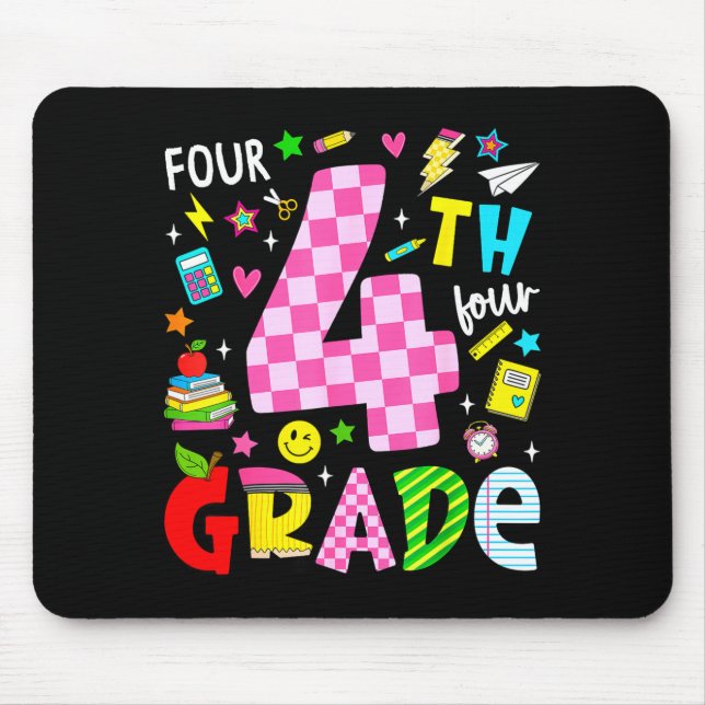 4th fourth grade retro colourful back to school mouse mat (Front)