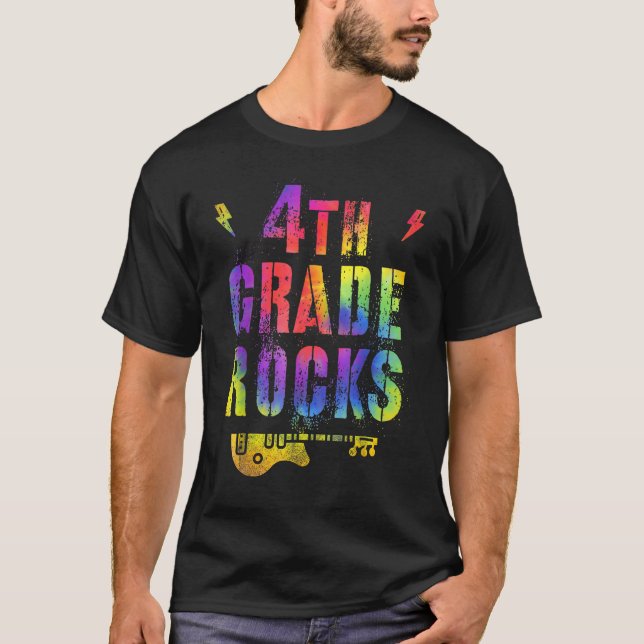4th Fourth Grade Rocks Tie Dye Back To School Teac T-Shirt (Front)