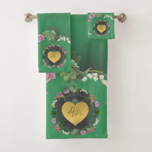 4th Fruit & Floral Anniversary Green Bath Towel Set