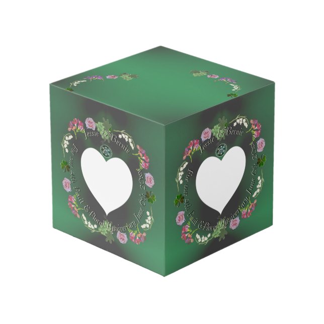 4th Fruit & Floral Anniversary Photo Cube (Front Angled)