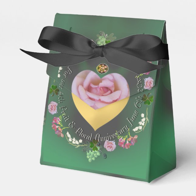 4th Fruit & Floral + Photo Wedding Anniversary Favour Box (Front Side)