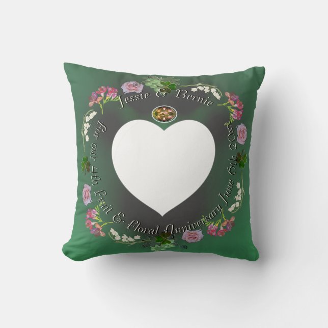 4th Fruit & Floral Wedding Anniversary +Photo Cushion (Front)