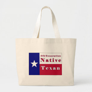 4th Generation Native Texan Flag Large Tote Bag