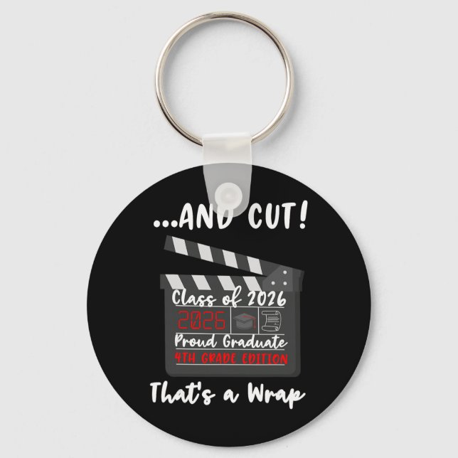 4th Grade 2026 Last Day End Of School Graduation F Key Ring (Front)