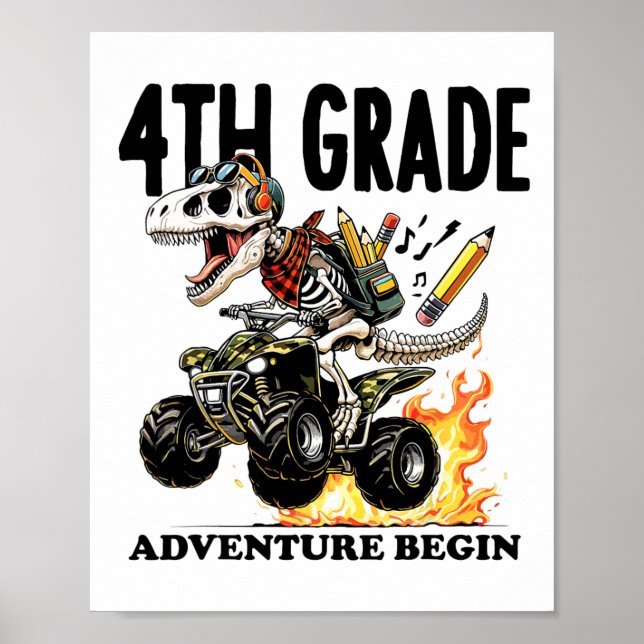 4th Grade Adventure Begin Back To School Boys T-re Poster (Front)