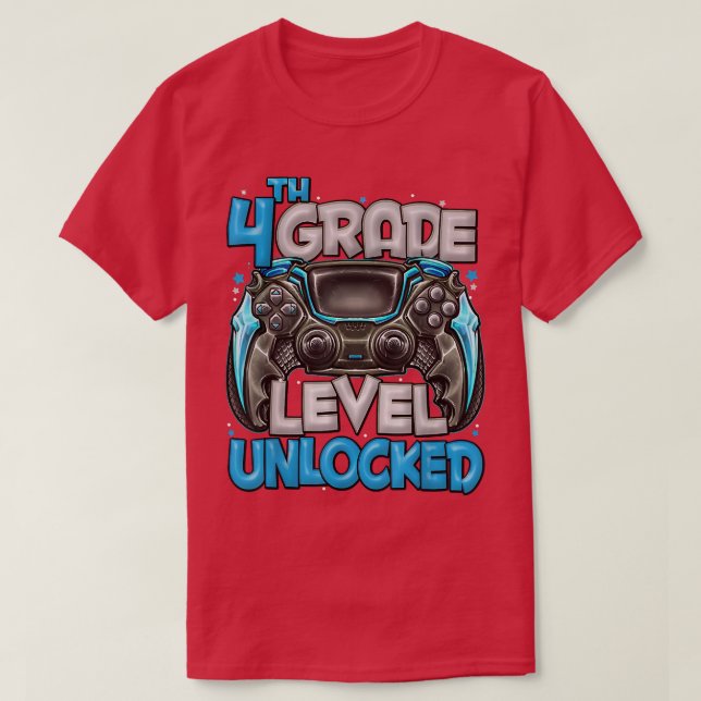 4th Grade Back To School 4th Grade Level Unlocked  T-Shirt (Design Front)