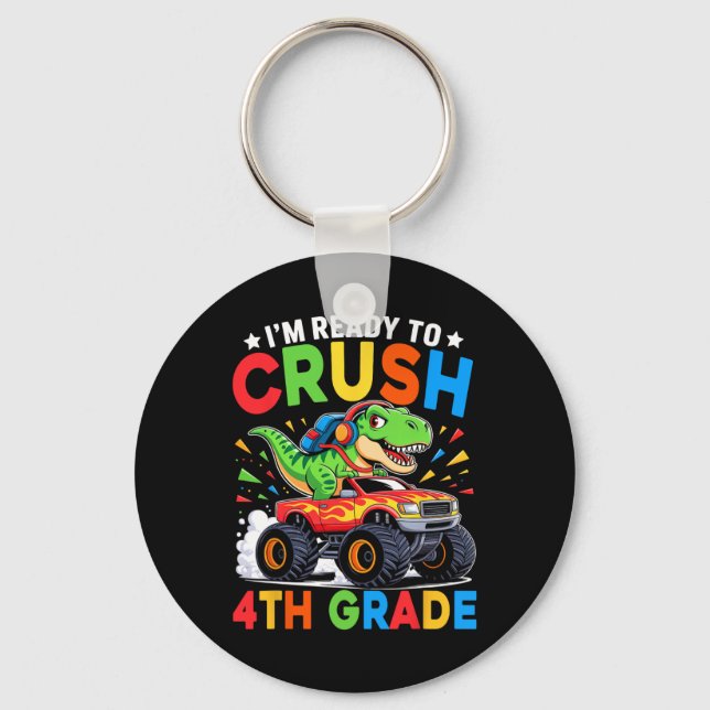 4th Grade Back To School Dinosaur T Rex Monster Tr Key Ring (Front)