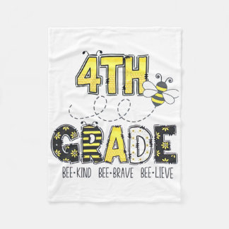4th Grade Bee Theme Ck To School For Kids Fleece Blanket