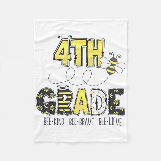 4th Grade Bee Theme Ck To School For Kids  Fleece Blanket (Front)