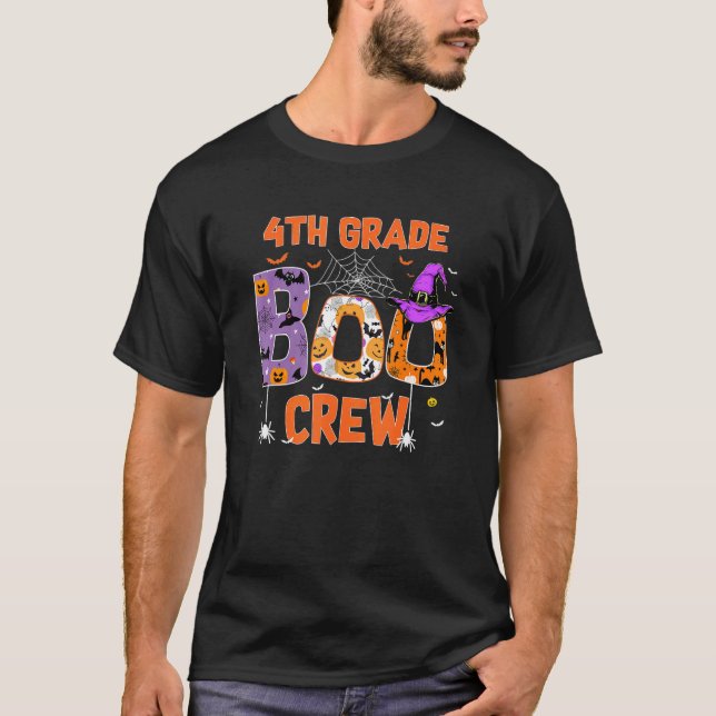 4th Grade Boo Crew Teachers Students Halloween Cos T-Shirt (Front)