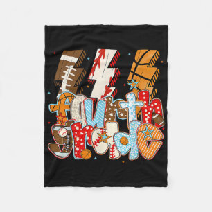 4th Grade Boys Lightning Bolt Football Baseball Ba Fleece Blanket