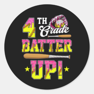 4th Grade Butter Up Softll Ice Cream Drip Ck To Sc Classic Round Sticker
