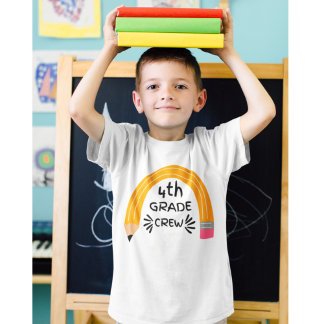 4th Grade Crew With Rainbow Pencil Back To School T-Shirt