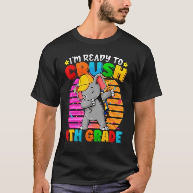 4th Grade Dabbing Elephant Back To School Backpack T-Shirt (Front)