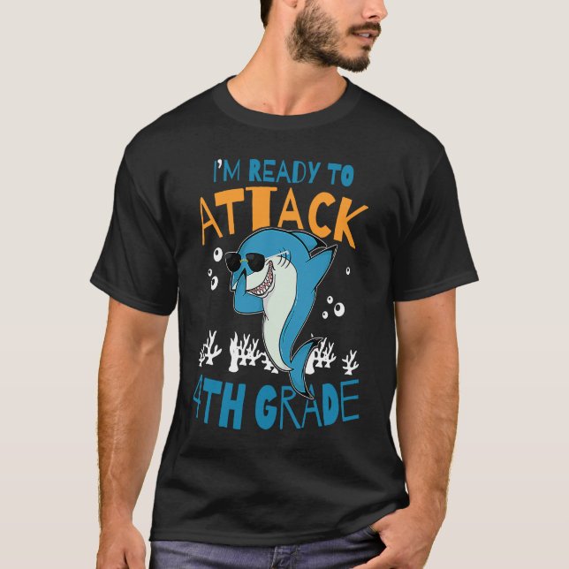 4th Grade Dabbing Shark Boys Teacher Fourth Back t T-Shirt (Front)