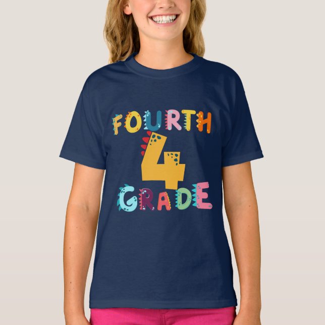 4th GRADE Dino Squad boys Girls teacher B2S T-Shirt (Front)