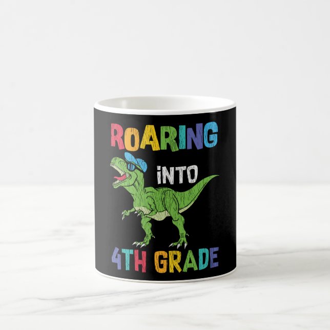 4th Grade Dinosaur First Day School Student Gift Coffee Mug (Center)
