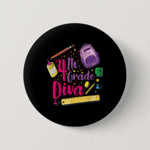 4th Grade Diva First Day Of School Girl Clothes Gi 6 Cm Round Badge